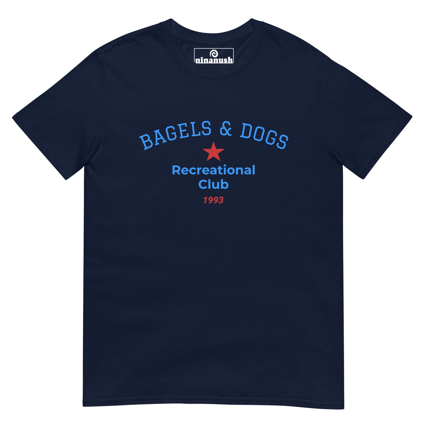 Navy blue bagels and dogs t-shirt - Vintage funny recreational club t-shirt - This bagels and dogs recreational club t-shirt is a funny and unique shirt for dog and bagel lovers. Our funky dog and bagel t-shirt is comfortable and just a little weird. It's a funny t-shirt for foodies and bagel & puppy enthusiasts. Walk your dog, eat your perfectly toasted bagel, and wear what makes you smile.