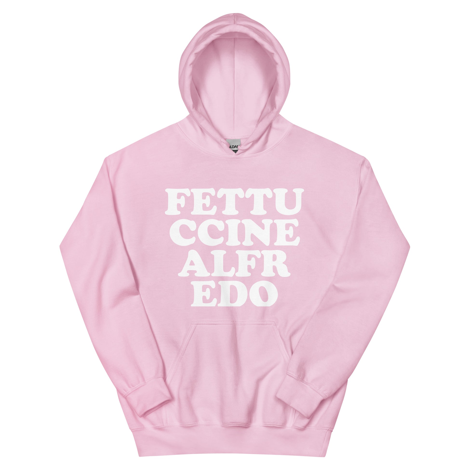 Pink fettuccine Alfredo lover hoodie for foodies - Eat fettuccine Alfredo and make a statement in a funny fettuccine Alfredo sweatshirt. It's a unique foodie hoodie with a funny food saying. This weird sweatshirt for foodies is the best gift for fettuccine Alfredo lovers. Eat fettuccine Alfredo, be kind to all kinds and do what makes you smile in a funny foodie hoodie.