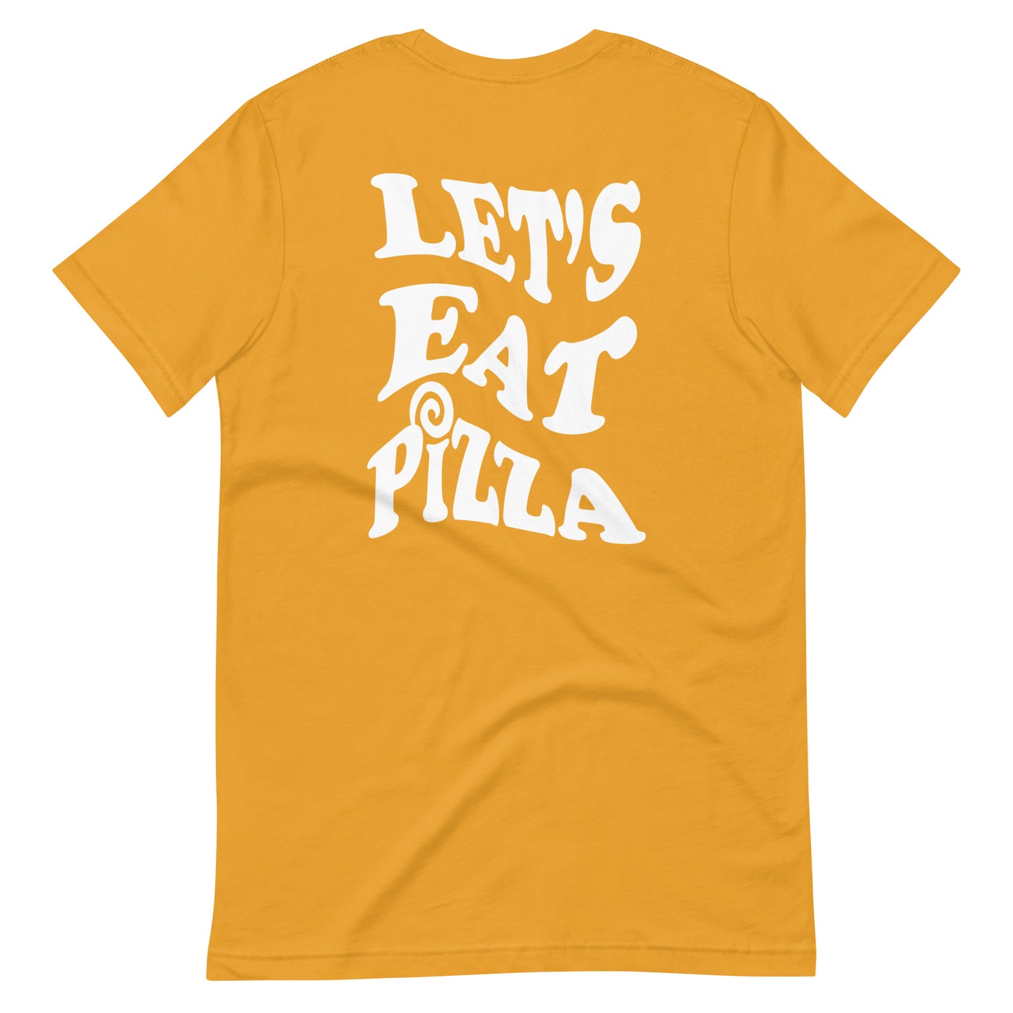 Funky Yellow t-shirt for pizza lovers - This Let's Eat Pizza T-shirt is perfect for foodies and pizza-lovers of all ages! It's a unique pizza t-shirt with a foodie message, perfect for expressing your true love of pizza. Show your love of pizza in style or give this t-shirt as a cute gift for foodies and pizza lovers. It's a funny foodie pizza graphic tee.